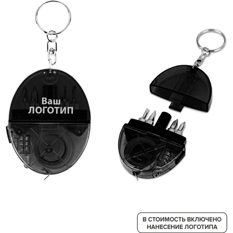 Брелок рулетка Кристалл 1 м с индивидуальной одноцветной печатью (100 штук в упаковке) — фото 2