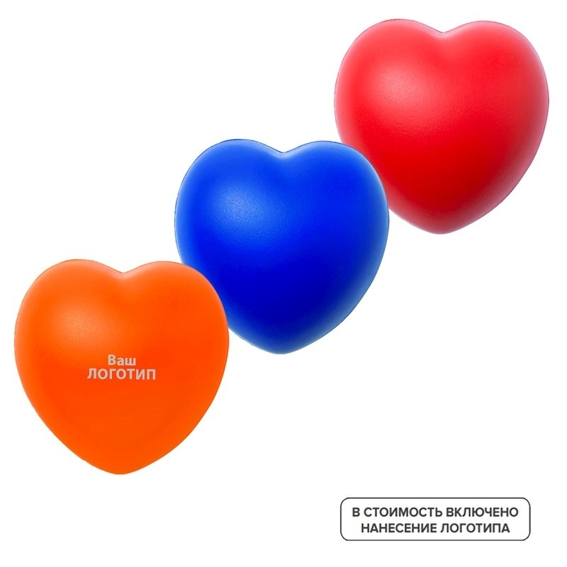 Игрушка-антистресс (сквиш) Сердце с индивидуальной гравировкой (100 штук в упаковке)